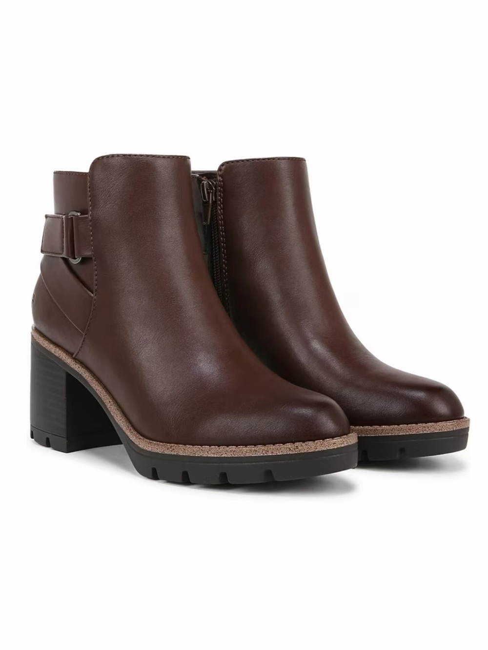 Naturalizer Women's Madalynn Strap Ankle Boots Bllock Heels in Chocolate Brown 8